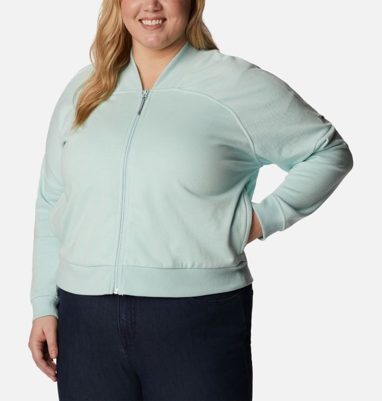 Jacheta Columbia Lodge French Terry Full Zip Dama Verde Menta | Plus Size US8A09Z1M